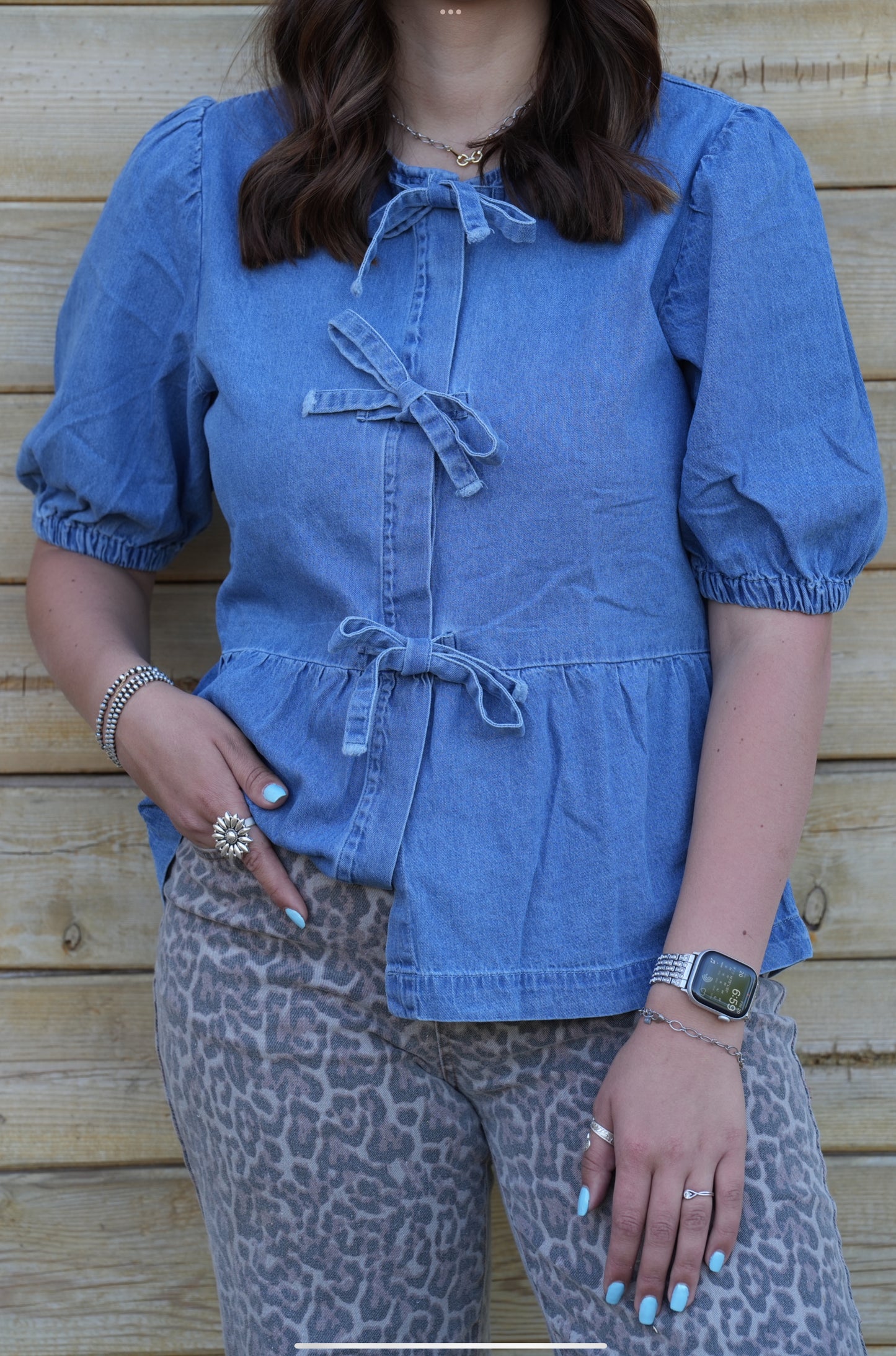 Denim & Bows Top