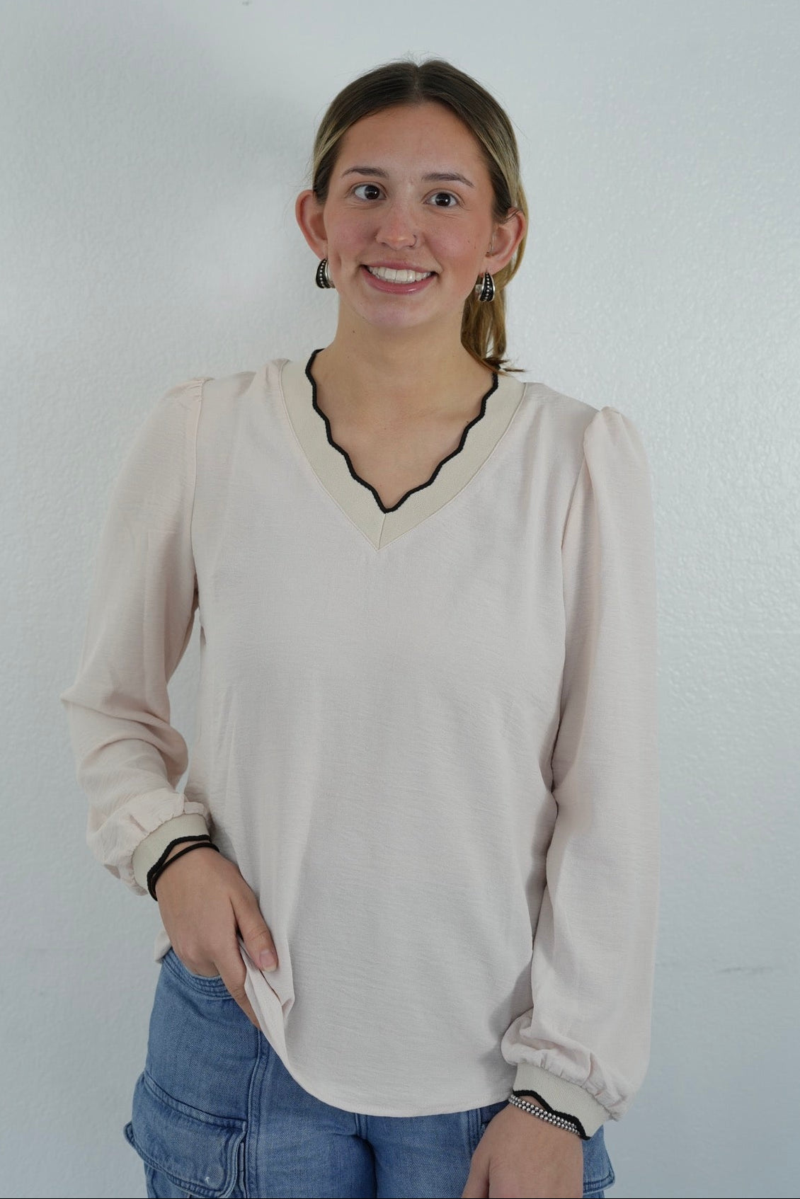 Scallop Trim Long Sleeve