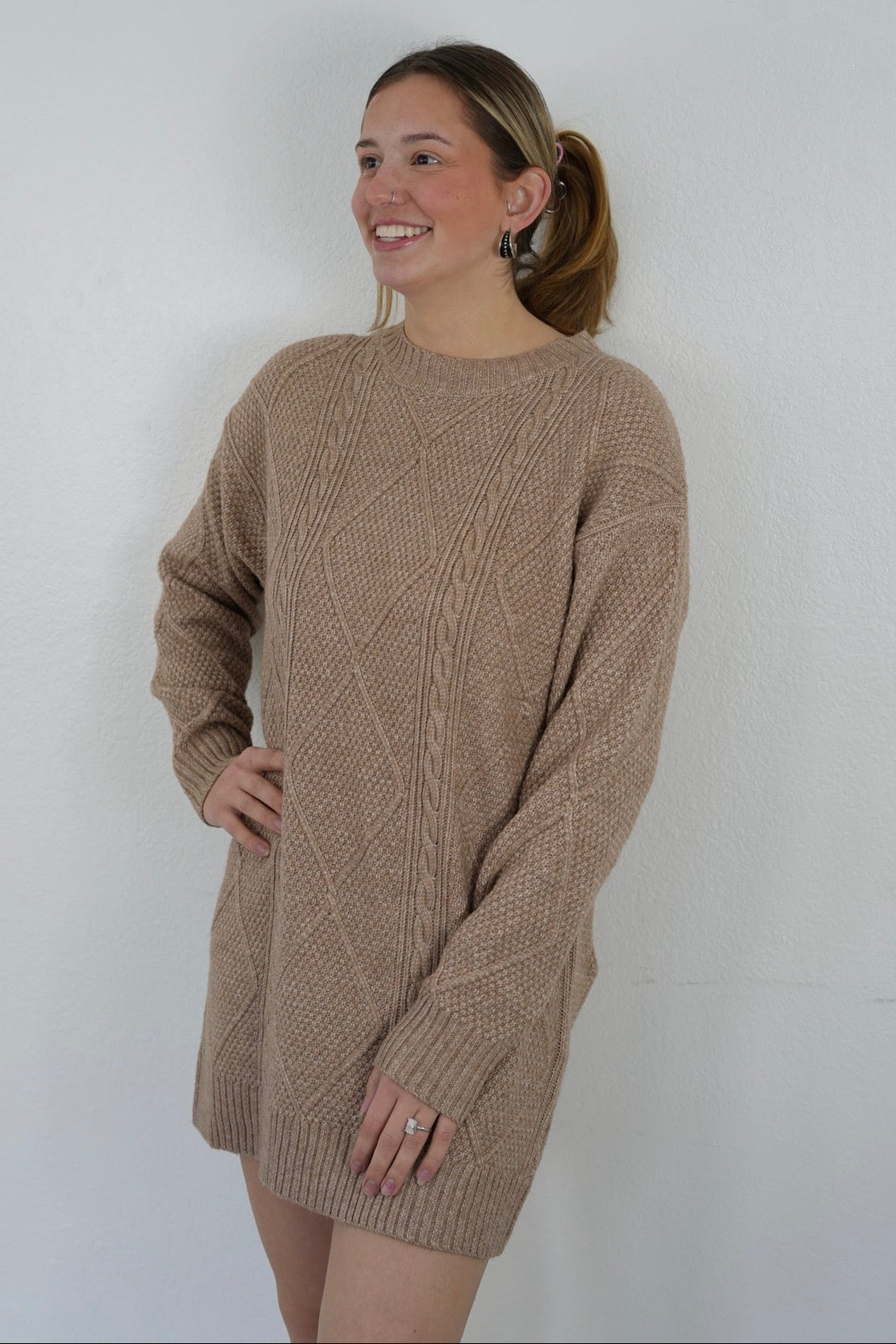 Cable Knit Sweater Dress
