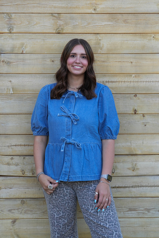 Denim & Bows Top